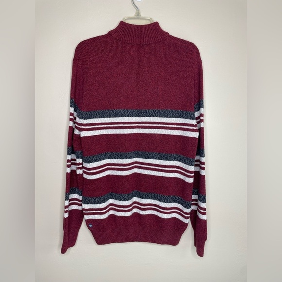 NWT Chaps Burgundy Striped Sweater 1/4 Zip Collar Size Medium - Picture 4 of 8
